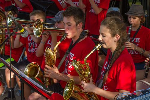 Student orchestra playing music